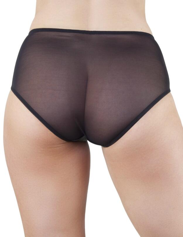 BP036BP Playful Promises Bettie Page Z Stitch Highwaist Brief - BP036BP Black/Peach