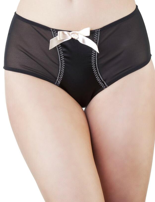 BP036BP Playful Promises Bettie Page Z Stitch Highwaist Brief - BP036BP Black/Peach