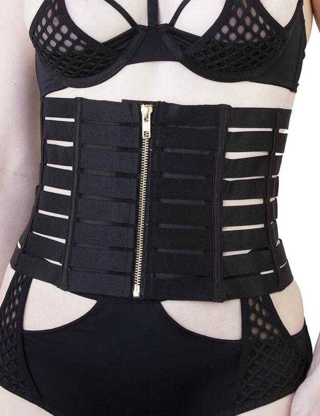 Playful Promises Kendalle Elasticated Zip Waspie Black