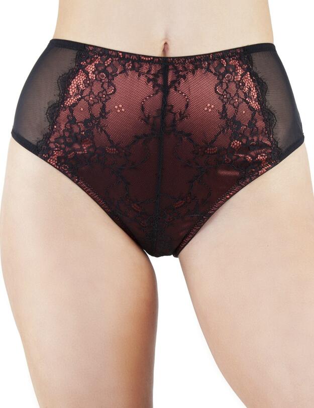 PPHW3057R Playful Promises Irena Satin And Lace High Waist Brief - PPHW3057R Rust