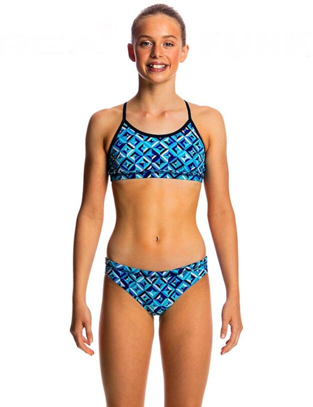 FS02G01617 Funkita Girls Racerback Two Piece Bikini Set - FS02G01617 Ice Attack
