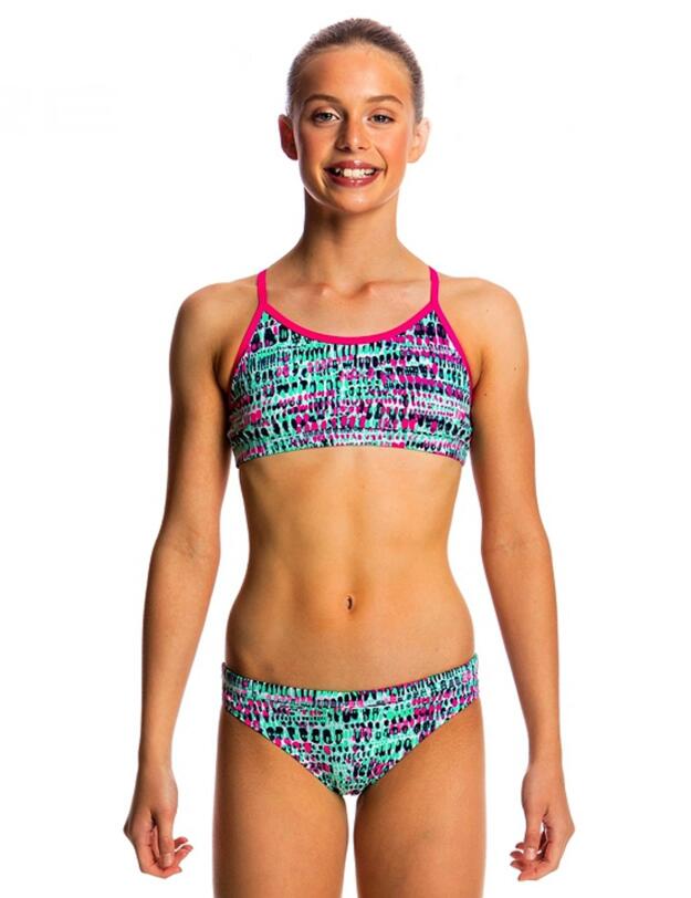 FS02G01738 Funkita Girls Racerback Two Piece Bikini Set - FS02G01738 Minty Madness