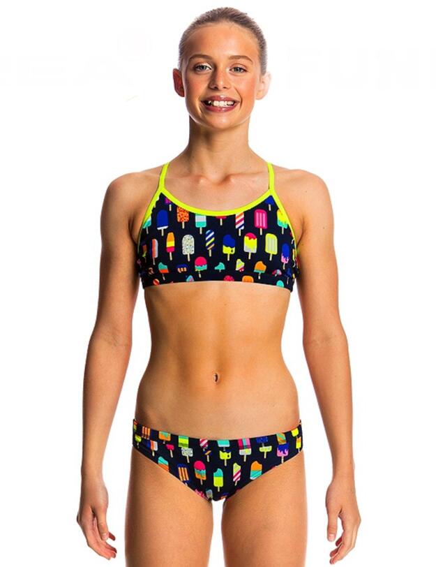 FS02G01725 Funkita Girls Racerback Two Piece Bikini Set - FS02G01725 Frosty Fruits