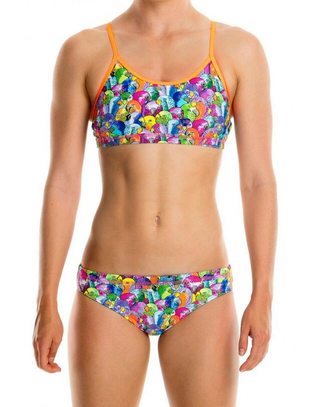 FS02G01509 Funkita Girls Racerback Two Piece Bikini Set - FS02G01509 Bang Bang Budgie