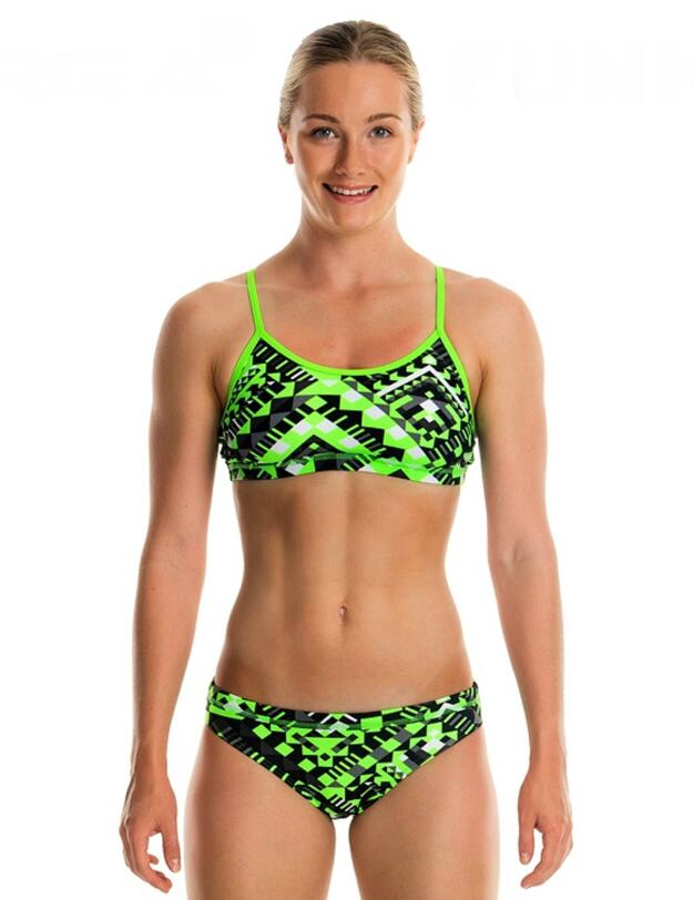 FS02G01519 Funkita Girls Racerback Two Piece Bikini Set - FS02G01519 Laser Cube