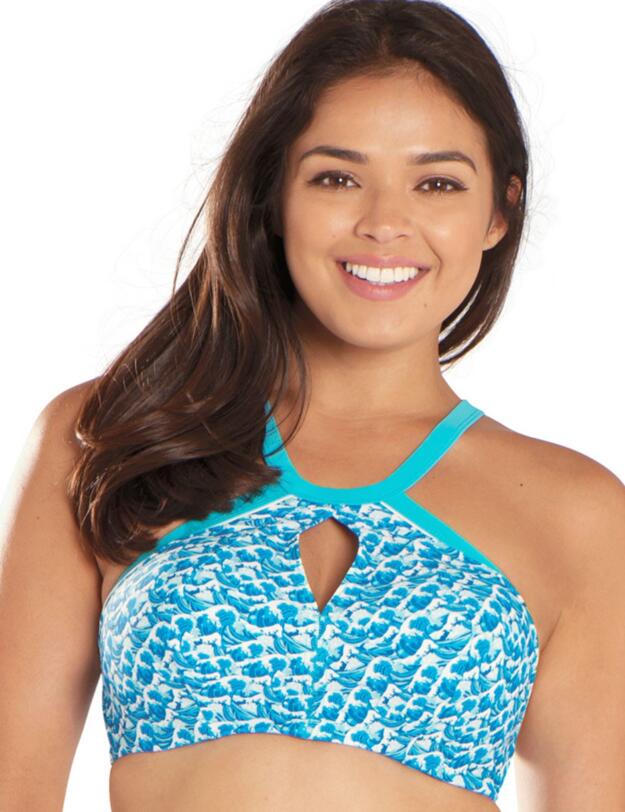 CS4851 Curvy Kate Riptide Plunge Bikini Top Blue Print - CS4851 Blue Print