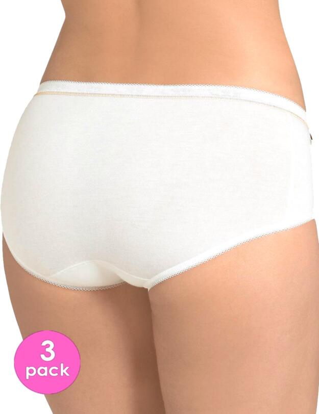10161760 Sloggi Basic+ Gold Midi Brief 3 Pack - 10161760 White/Gold