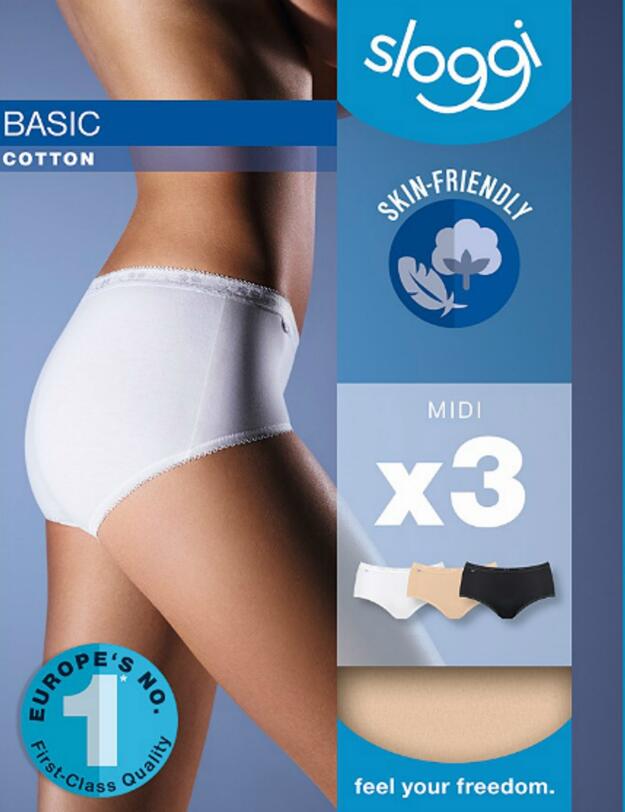 10155292 Sloggi Basic H Midi Brief 3 Pack - 10155292 White/Dark Combination