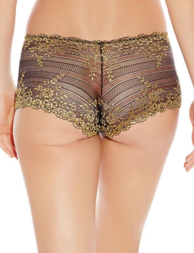 067491 Wacoal Embrace Lace Boy Short Brief - 067491 Black/Gold Lurex