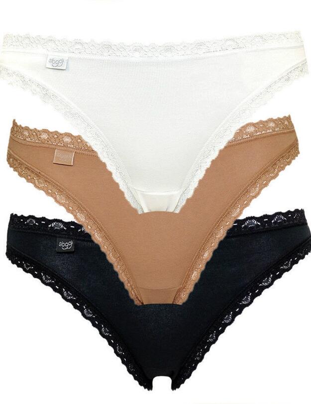 10184029 Sloggi Everyday Tanga Briefs 3 Pack - 10184029 White/Dark Combination