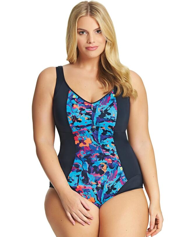 7071 Elomi Abstract Moulded Swimsuit - 7071 Black