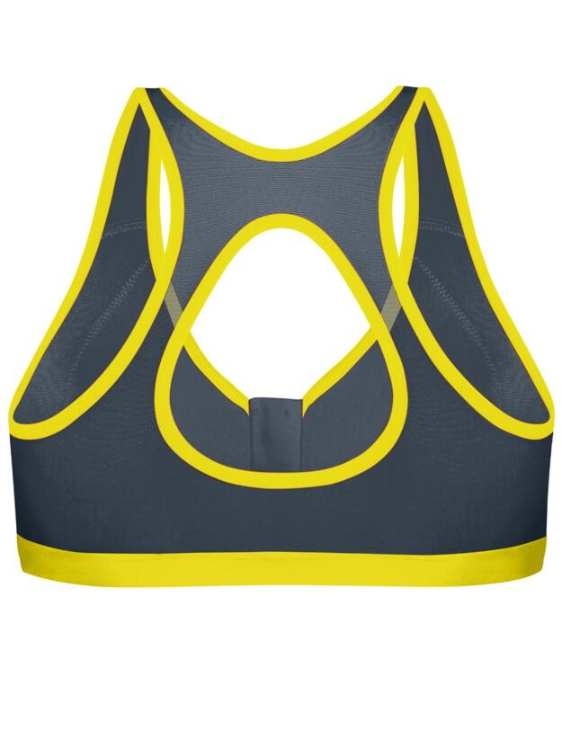 S00BW Shock Absorber Zip Front Sports Bra  - S00BW Dark Grey Yellow