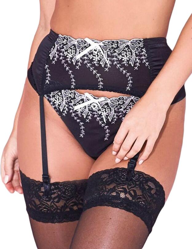 1007 Pour Moi? Devotion Suspender Belt - 1007 Black/Pink