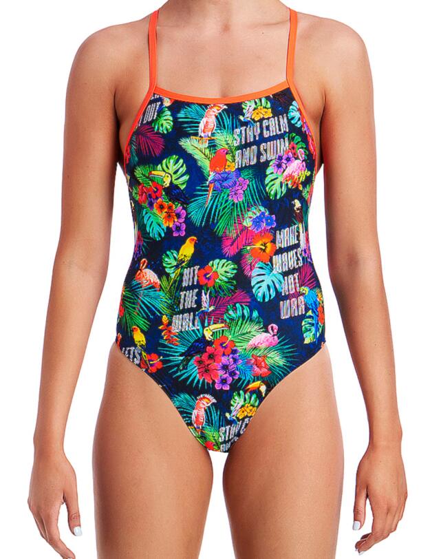 FKS001L01978 Funkita Ladies Tie Me Tight One Piece Swimsuit - FKS001L01978 Tropic Tag