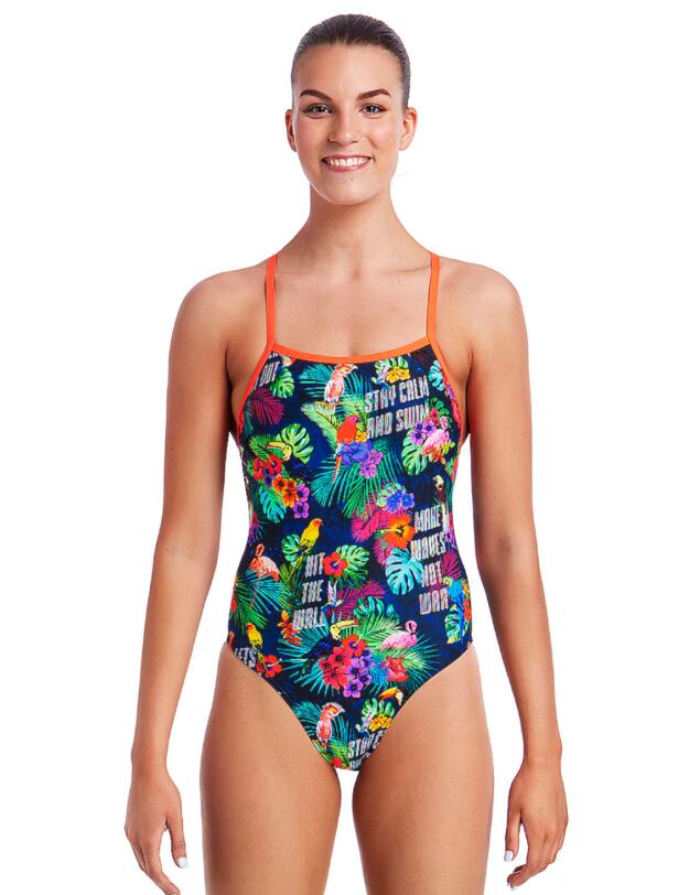 FKS001L01978 Funkita Ladies Tie Me Tight One Piece Swimsuit - FKS001L01978 Tropic Tag