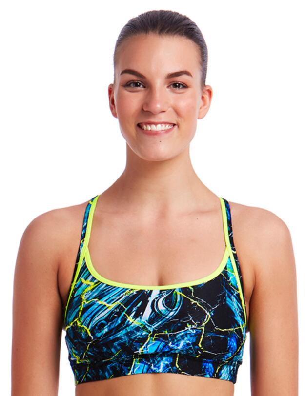FS02L01986 Funkita Ladies Midnight Marble Sports Bikini Top - FS02L01986 Midnight Marble