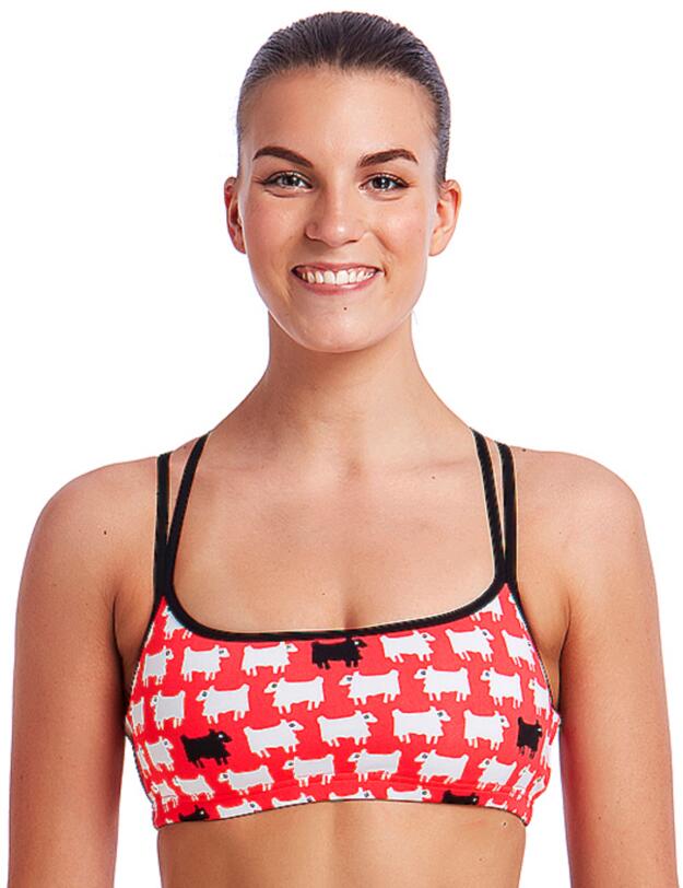 Funkita Ladies Black Sheep Criss Cross Bikini Top Black Sheep