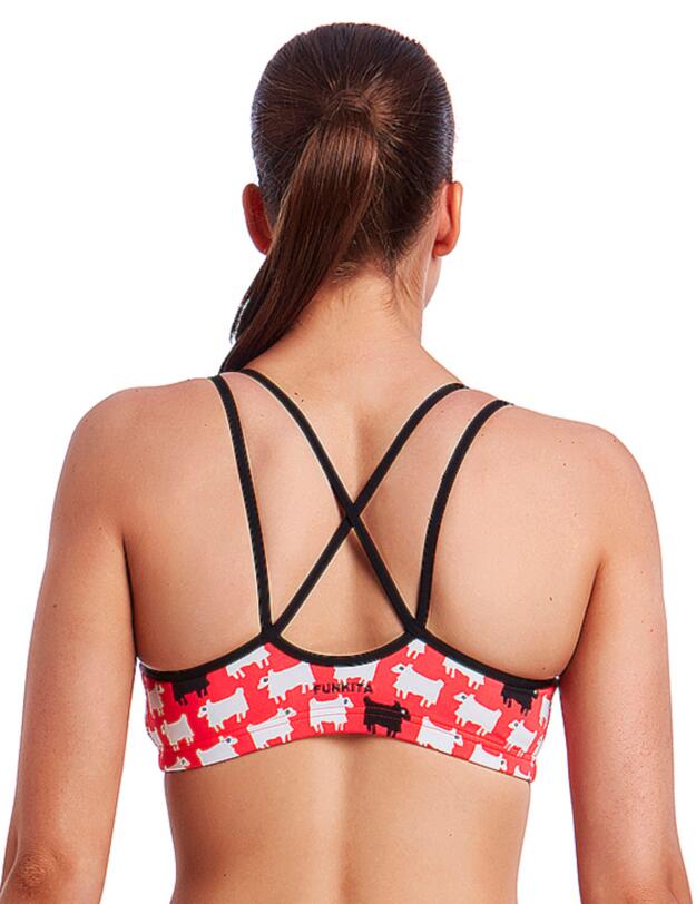 Funkita Ladies Black Sheep Criss Cross Bikini Top Black Sheep