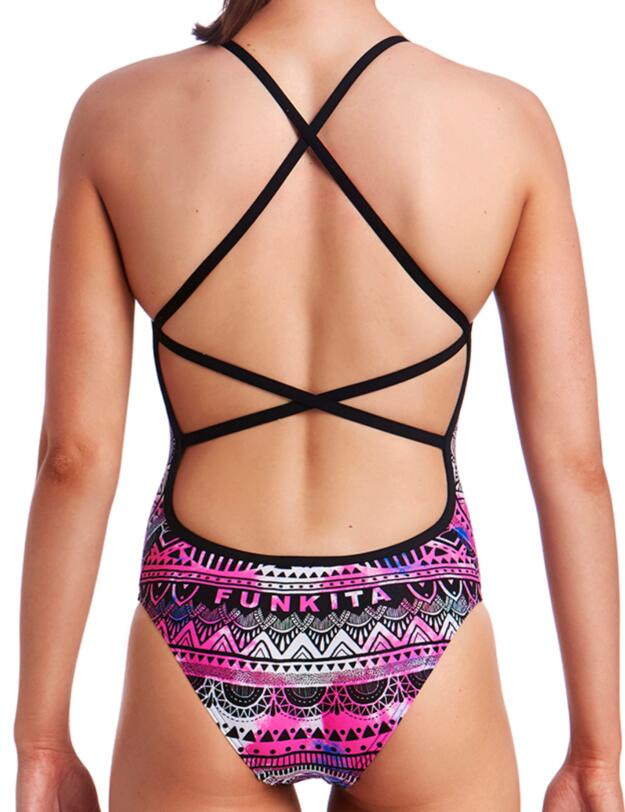 FS38L01969 Funkita Ladies Skull Swim Strapped In One Piece Swimsuit - FS38L01969 Skull Swim