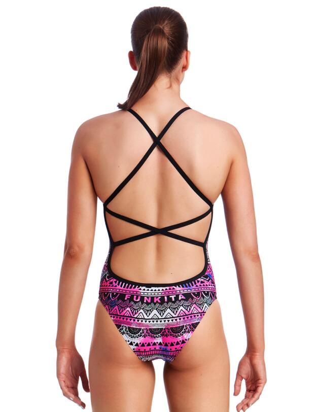 FS38L01969 Funkita Ladies Skull Swim Strapped In One Piece Swimsuit - FS38L01969 Skull Swim