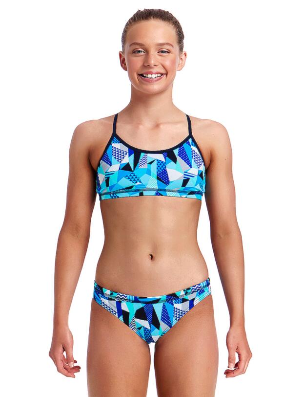Funkita Girls Crack Attack Racerback Two Piece Bikini Set Crack Attack