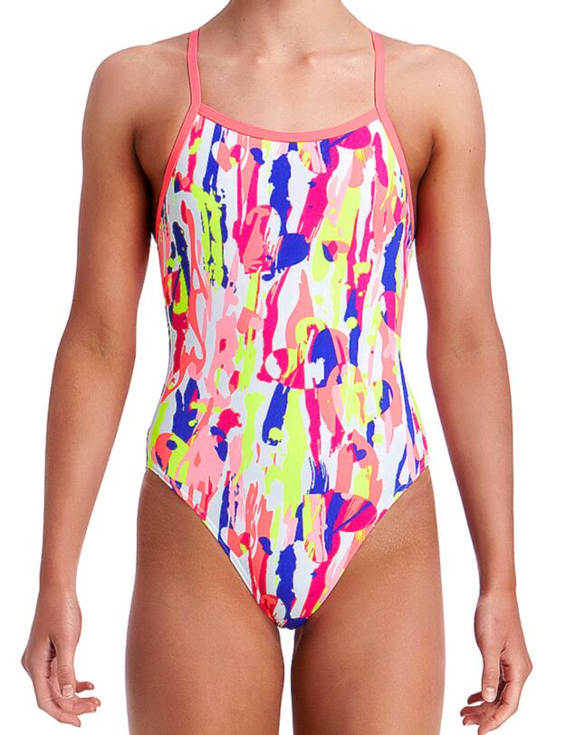 FS16G01984 Funkita Girls Heart Splatter Single Strap One Piece Swimsuit - FS16G01984 Heart Splatter