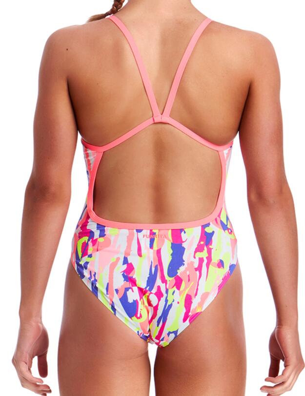 FS16G01984 Funkita Girls Heart Splatter Single Strap One Piece Swimsuit - FS16G01984 Heart Splatter