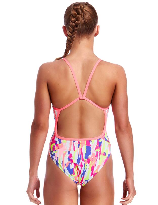 FS16G01984 Funkita Girls Heart Splatter Single Strap One Piece Swimsuit - FS16G01984 Heart Splatter