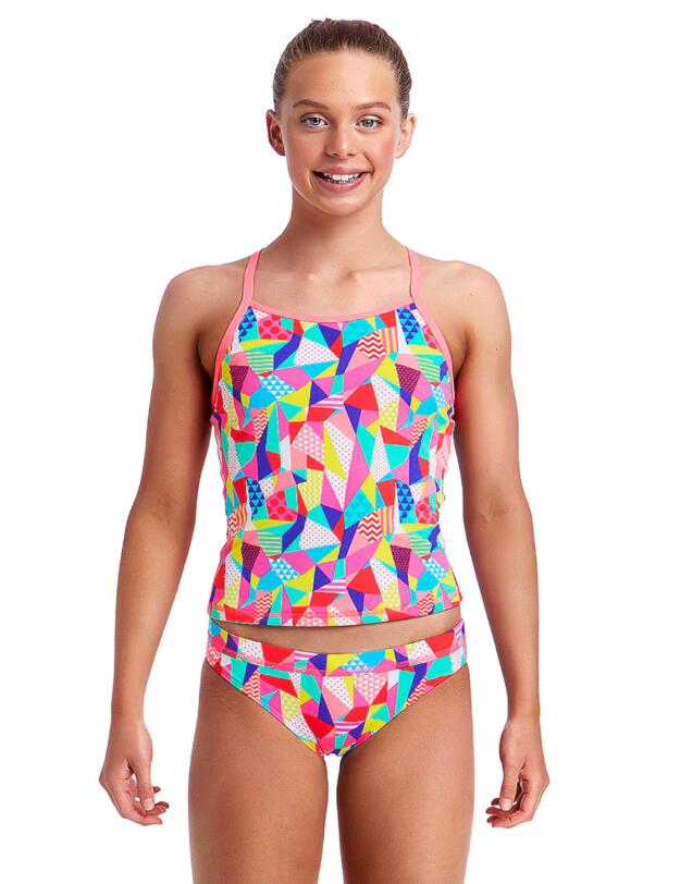FS17G01994 Funkita Girls Pastel Patch Tankini Set - FS17G01994 Pastel Patch