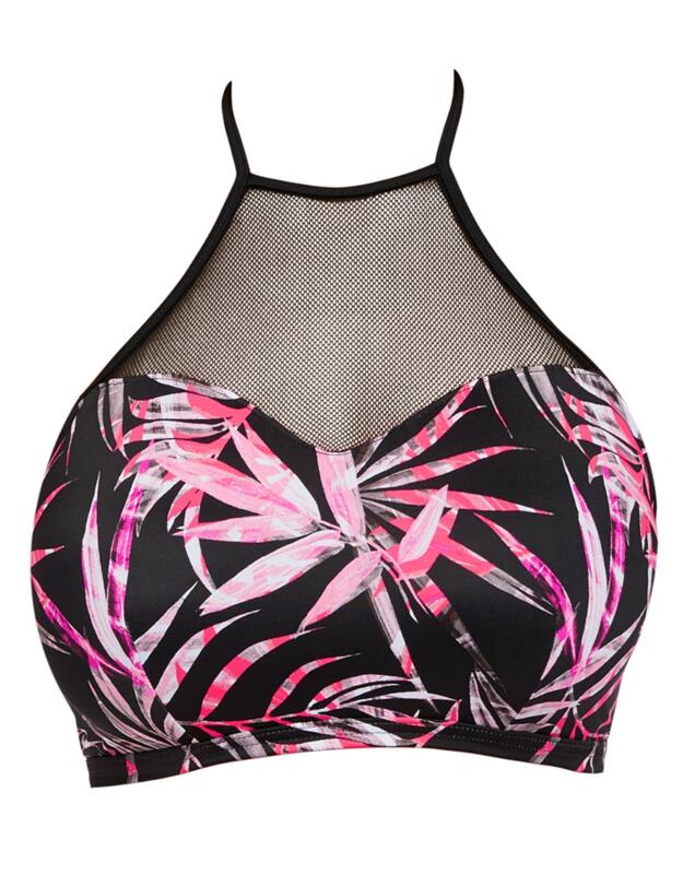 2892 Freya Sunset Palm Hi-Neck Crop Bikini Top - 2892 Black 