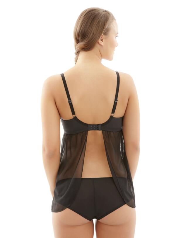 9018 Panache Cleo Hettie Babydoll Nightdress - 9018 Black/Grey