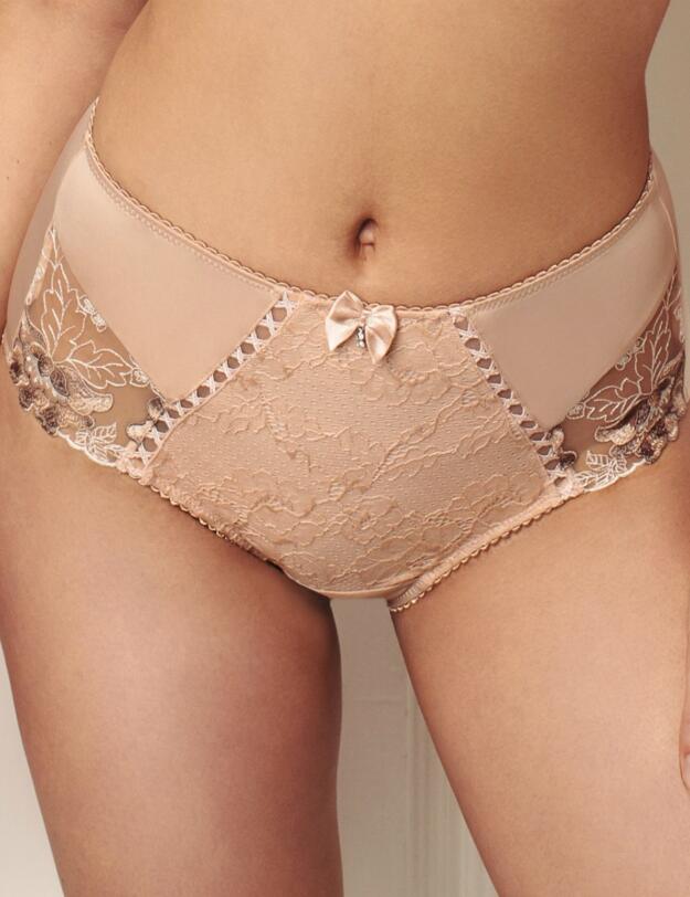 3828 Pour Moi Sofia Lace Embroidered Deep Brief - 3828 Latte
