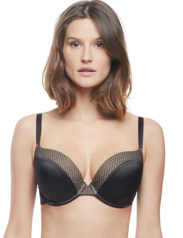9606 Panache Black Arianna Moulded Plunge Bra - 9606 Black/Nude