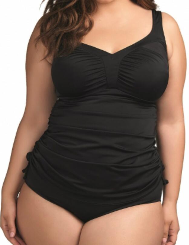 7603 Elomi Essentials Ruched Tankini - 7603 Black