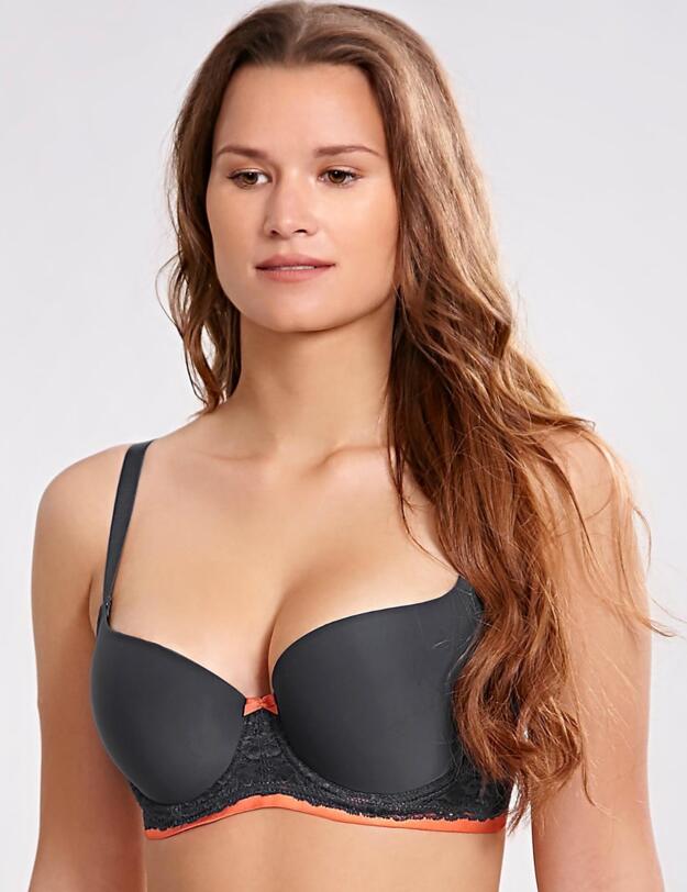 9361 Cleo by Panache Morgan Balcony Bra - 9361 Charcoal/Coral