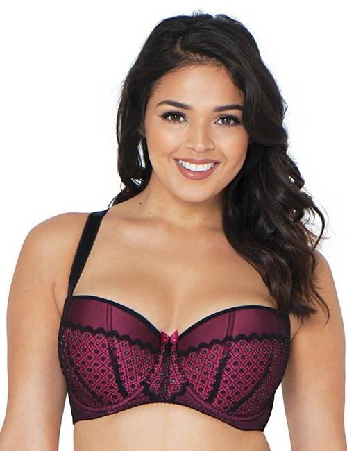 SG100101106W18 Curvy Kate Starlight Padded Underwired Balcony Bra - SG100101106W18 Black / Sangria