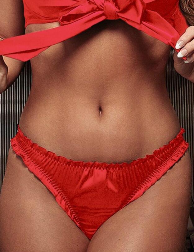 11904 Pour Moi? All Wrapped Up Tie Back Thong - 11904 Red