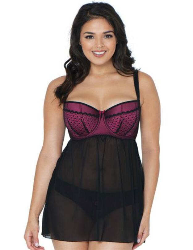 SG100170700W18 Curvy Kate Starlight Babydoll - SG100170700W18 Black/Sangria