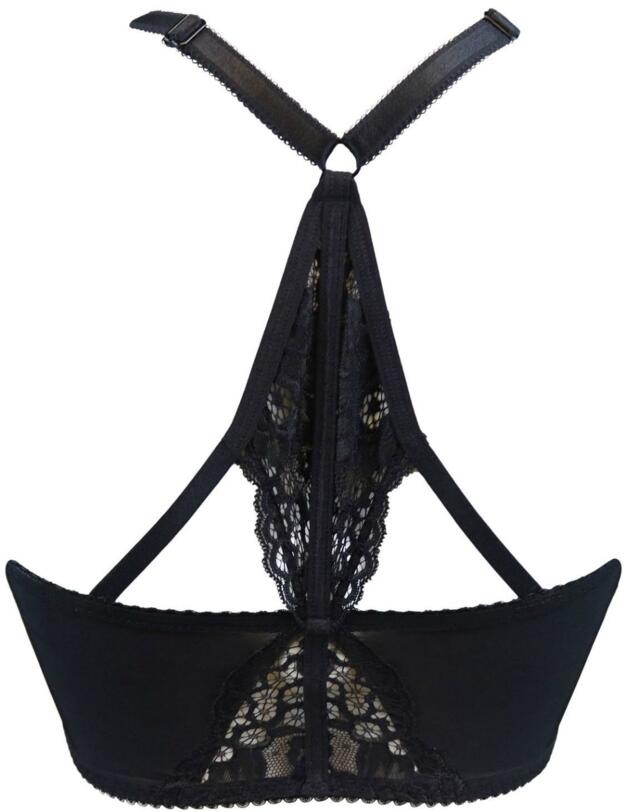 11601 Pour Moi Amour Accent Front Fastening Bralette  - 11601 Black/Pink