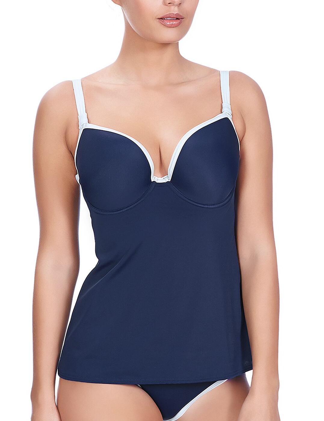 3858 Freya In The Navy Deco Moulded Tankini Top - 3858 Navy