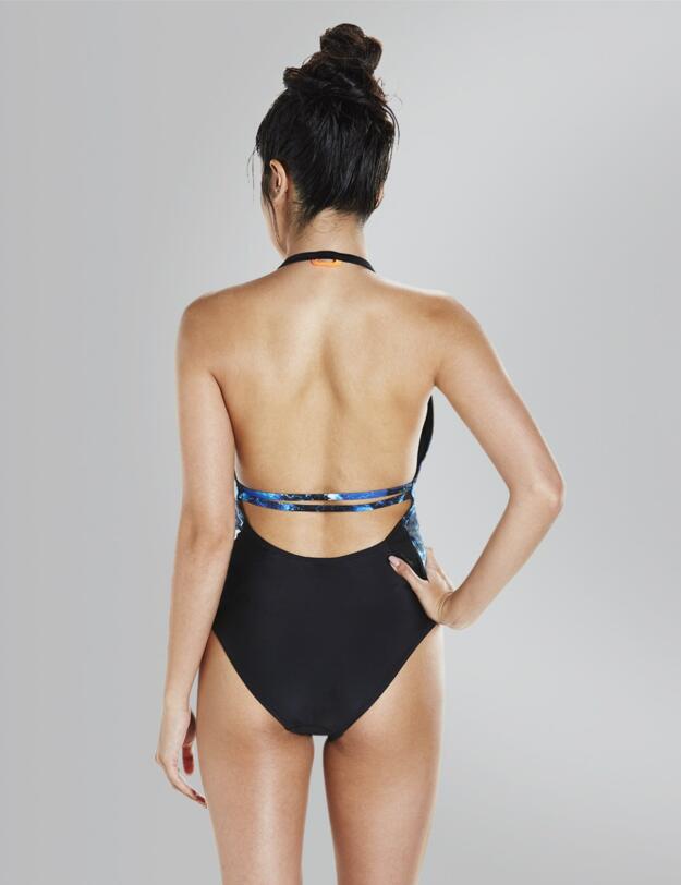 811384C139 Speedo H2O Active Stormza High Neck Swimsuit - 811384C139 Black/Blue