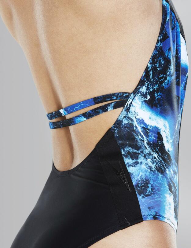 811384C139 Speedo H2O Active Stormza High Neck Swimsuit - 811384C139 Black/Blue