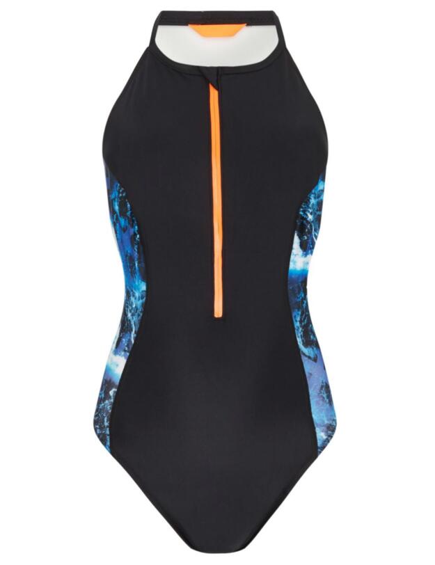 811384C139 Speedo H2O Active Stormza High Neck Swimsuit - 811384C139 Black/Blue