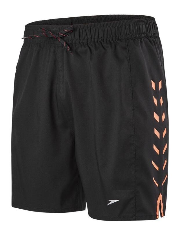 811365C132 Speedo Sport Panel 16" Watershort Swim Trunk - 811365C132 Black/Orange