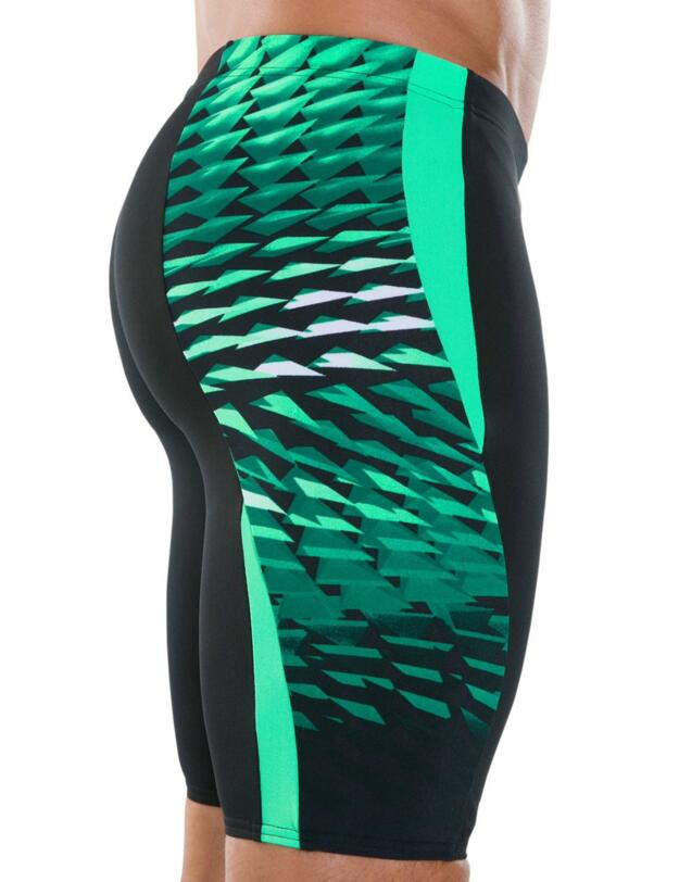 811357C502 Speedo Men's Graphic Splice Jammer - 811357C502 Black/Green
