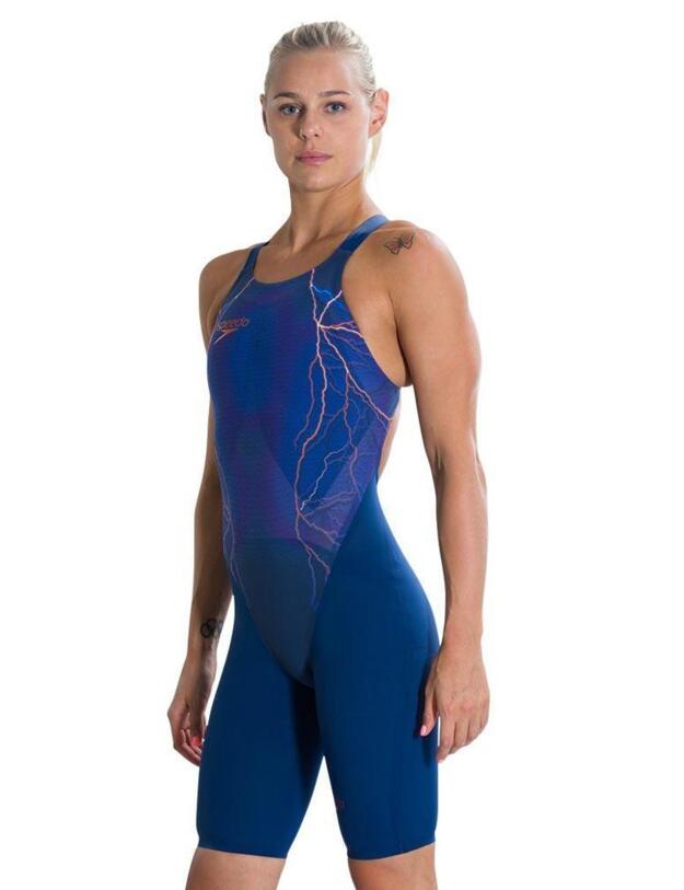 809170C292 Speedo Fastskin Lazer Elite 2 Openback Kneeskin - 809170C292 Blue/Brown