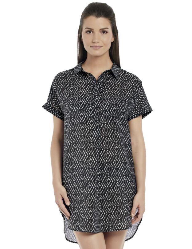 6445 Fantasie Byron Bay Shirt Beach Dress - 6445 Black/Cream