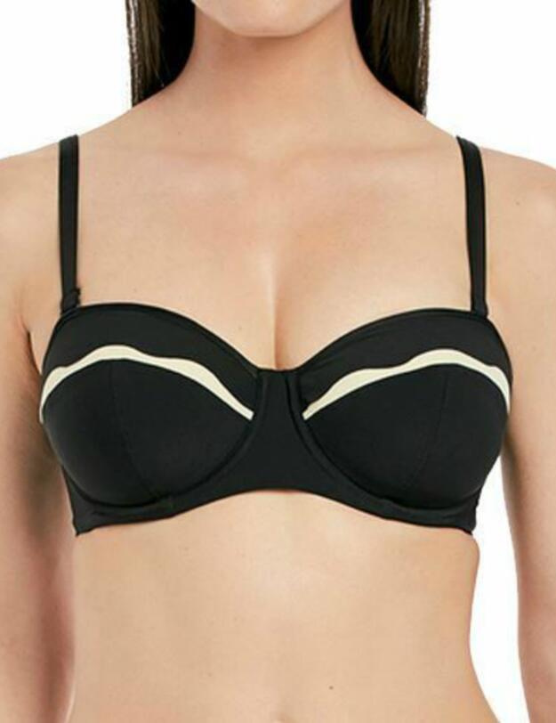 6236 Fantasie Sainte Maxime Underwired Bandeau Multiway Bikini Top - 6236 Black/Cream