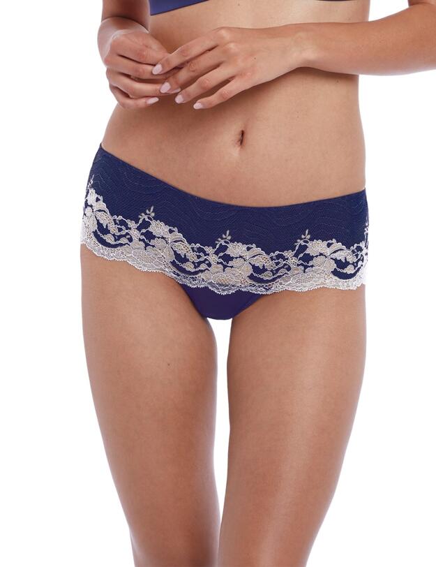 845256 Wacoal Lace Affair Tanga Brief - 845256 Patriot Blue/Halogen
