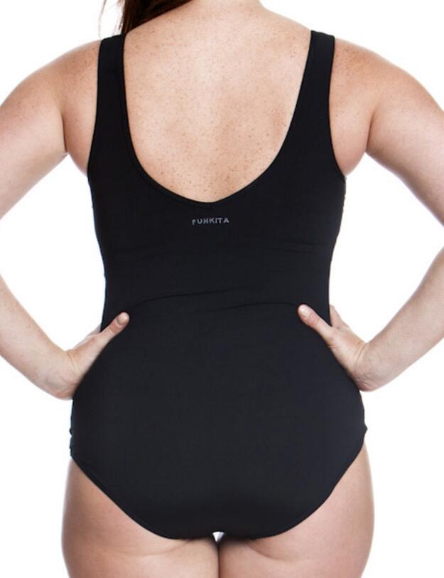 FF02L00090 Funkita Ladies Still Black Zip Front One Piece Swimsuit - FF02L00090 Still Black